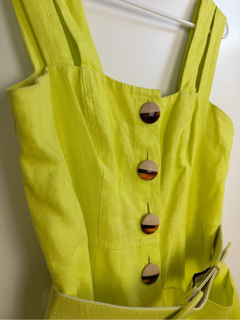 Nicholas Button Double Strap Dress Fluorescent Lime Size 6 - Picture 6 of 14